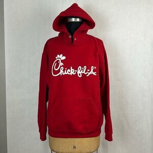 Chick-fil-a Logo Hoodie Sz Large Red Sweatshirt Unisex